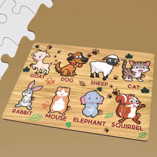 Wooden Animal Puzzle Learning Educational Board (1 Set 2820 Cm)