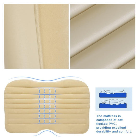 8043 Car Inflatable Bed With 2 Pillows Air Pump (Portable) For Travel Camping Vacation Polyester Inflatable Travel Car Bed Air Sofa With Two Inflatable Pillow And Air Pump For Car Back Seat Air Pump Random Colour