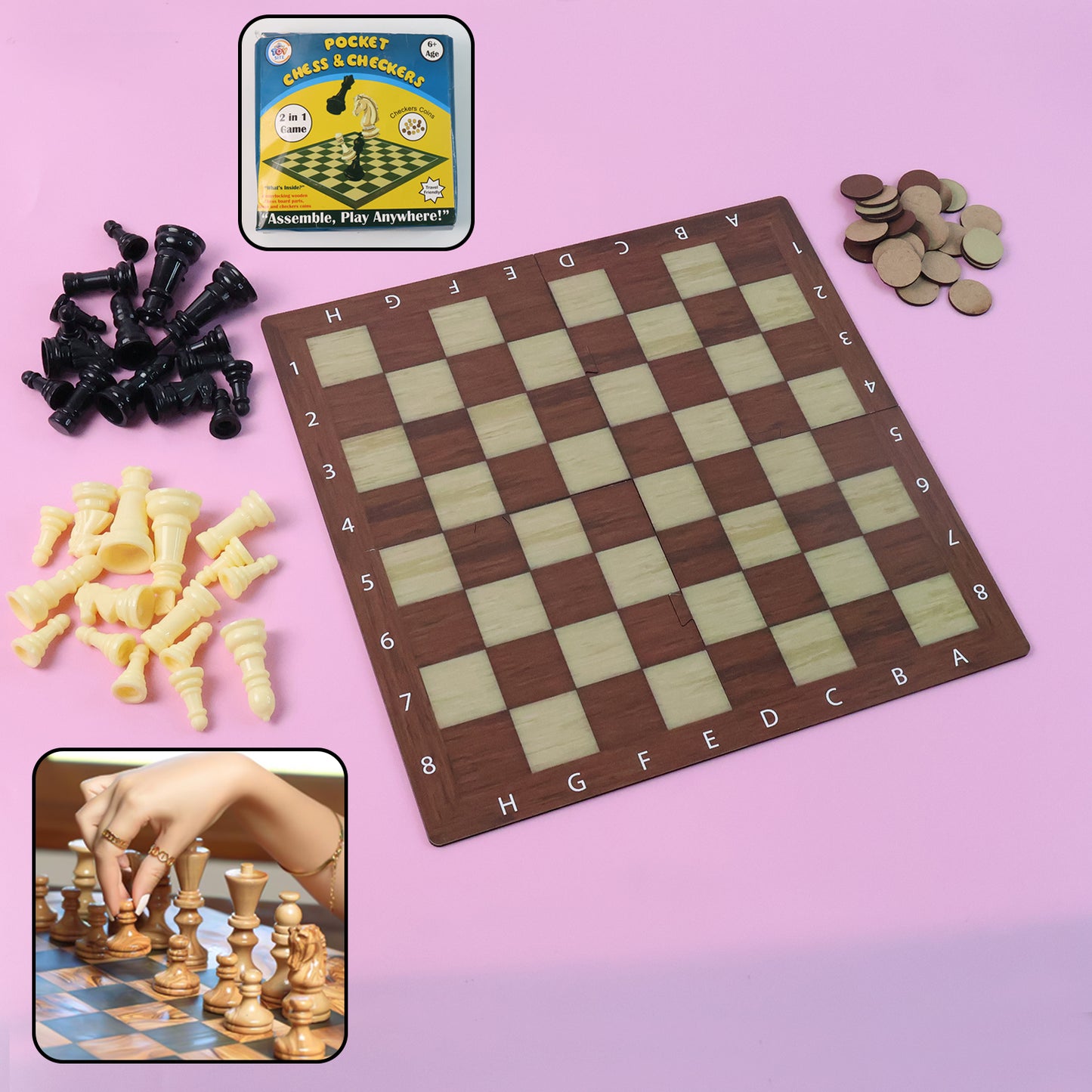 Chess Checkers 2-in-1 Travel Game - (1 Set)