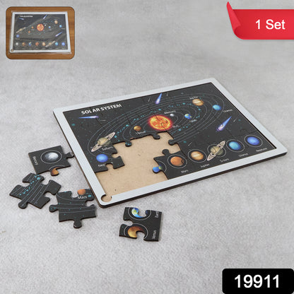 Wooden Solar System Puzzle For Kids - (1 Set)