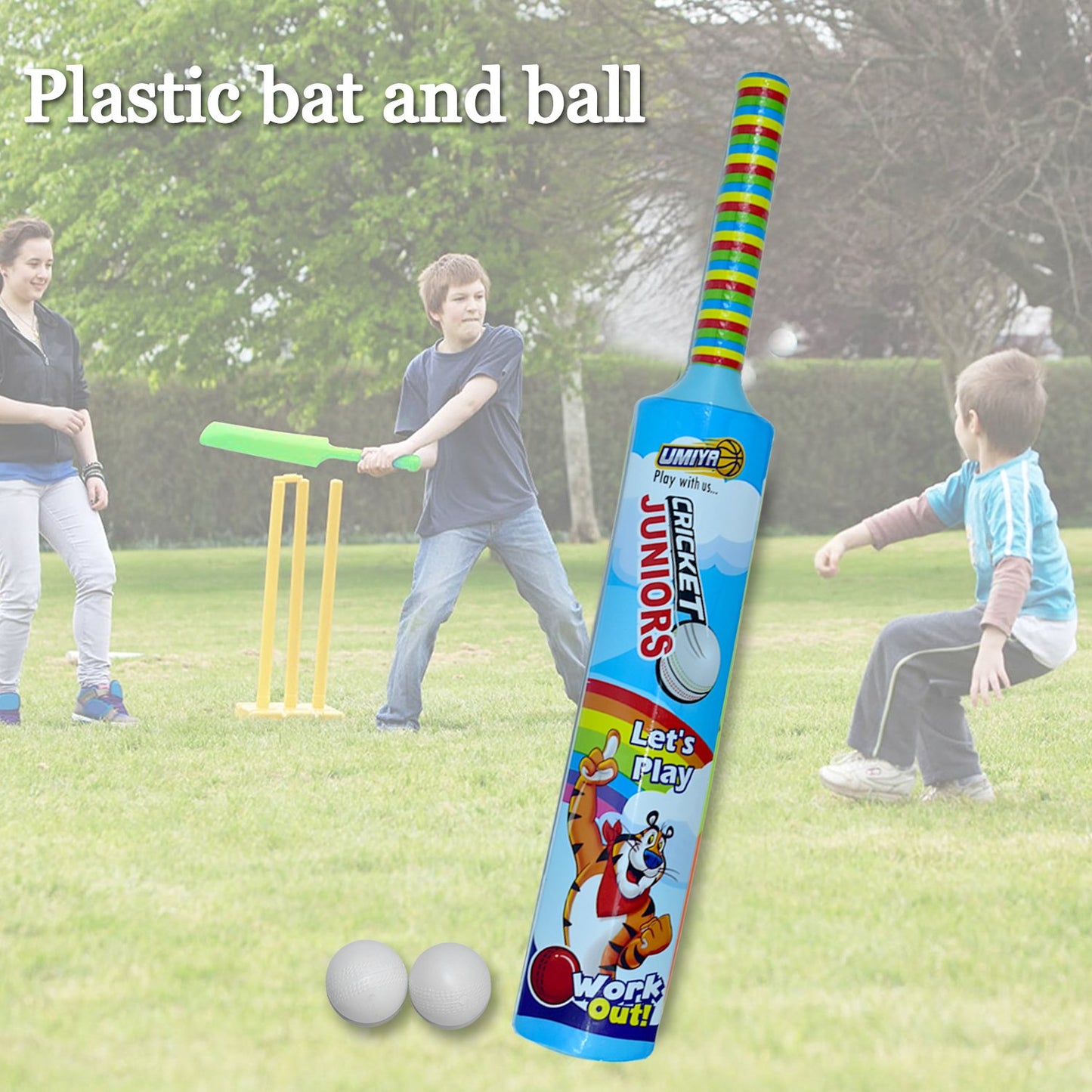 8023 Combo Of Light Weight Plastic Bat Ball  Hockey For Kids